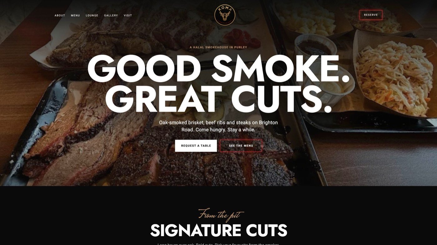 Koma Chophouse website screenshot